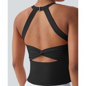 Halara SoftlyZero Plush Cut Out Yoga Tank Top A-C Cups Sz Medium Black